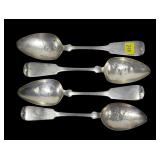 Set of 4 coin silver tablespoons, "S. Richmond",