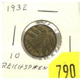 1932 German 10 pfennigs