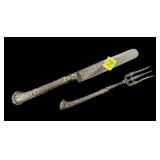 .800 Silver handled fork and knife set