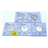 x5- 2008-S silver Proof quarters, -x5 quarters,