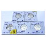 x5- 2017-S silver Proof quarters, -x5 quarters,