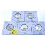 x5- 2007-S silver Proof quarters, -x5 quarters,