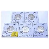 x5- 2018-S silver Proof quarters, -x5 quarters,