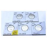 x5- 2014-S silver Proof quarters, -x5 quarters,