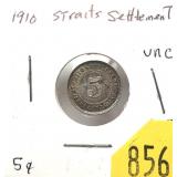 1910 Straits Settlements 5 cents