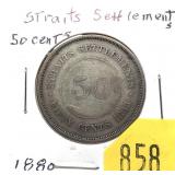 1880 Straits Settlements 50 cents