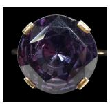 14K Rose gold large round cut purple sapphire
