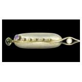Sterling silver modernist pin with bezel set