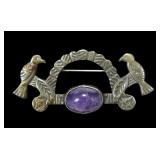 Donna Darrow 1987 sterling silver pin with birds