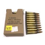 Box of 5.56mm Ball XM193A cartridges in 10 Rd.