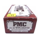 Box of .44-40 WIN. 225-grain lead flat point PMC