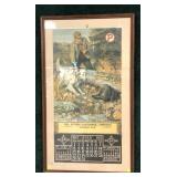 Framed Peters July 1923 calendar page, frame