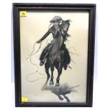 Framed Frederick Remington print, frame size: