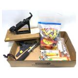 Lot, assorted lures and arrow fletcher