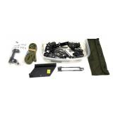 Lot, assorted scope bases, rings, speed loaders,