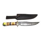 Custom handmade Damascus blade knife with