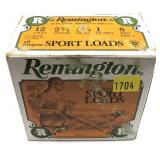 Box of 12 Ga. 2.75" No. 8 Remington sport loads,