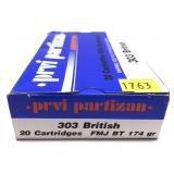 Box of .303 British 174-grain FMJ BT Prvi Partizan