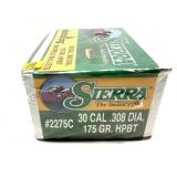 Box of .30 Cal. (.308 Dia.) 175-grain HPBT Sierra