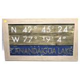 Framed Canandaigua Lake coordinates poster,