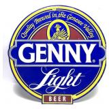 Genny Light tin beer sign, 21" Diameter