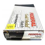 Box of .308 WIN. 168-grain Federal gold metal