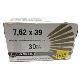 Box of 7.62x39mm 123-grain Lapua cartridges, 30