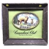 Vintage Canadian Club styrofoam framed ad