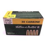Box of .30 Carbine 110-grain FMJ Sellier &