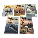 Lot, 5 vintage Field & Stream magazines includes