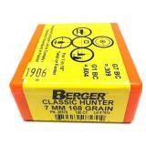 Box of 7mm 168-grain Berger classic hunter, 100