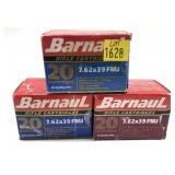 Lot, 60 Rds. of 7.62x39 FMJ Barnaul cartridges,