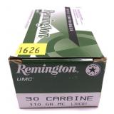 Box of .30 Carbine 110-grain MC Remington