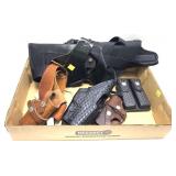 Lot: assorted holsters includes: leather Safari