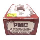 Box of .44-40 WIN. 225-grain Lead PMC Flat point