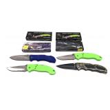Lot, 4 Frost Cutlery folding knives, new in boxes
