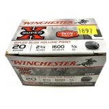 Box of 20 Ga. 2.75" rifled HP Winchester slugs,