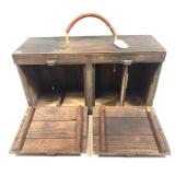 Vintage wooden tool box, with 2- drop front