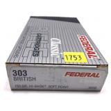 Box of .303 British 150-grain Hi-Shok SP Federal