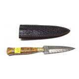 Custom handmade Damascus double edge blade knife