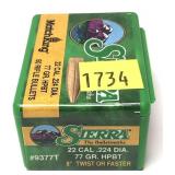 Box of .22 Cal. (.224 Dia.) - 77 Gr. HPBT Sierra