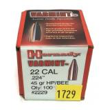 Box of .22 Cal. (.224") - .45 Gr. HP/BEE Hornady