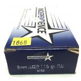 Box of 9mm Luger 115-grain FMJ Independence