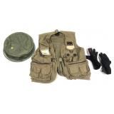 Lot, Eagle Claw fishing vest, bug net hat and