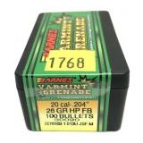 Box of 20 Cal. (.204") - 26 Gr. HP FB Barnes