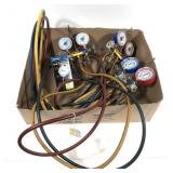 Lot, 3 HVAC gauges and Cen-tech 1" dial