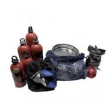 Lot, assorted MSR fuel bottles, Coleman Feather