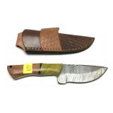Custom Damascus steel blade knife with embossed