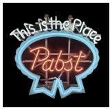 Vintage Pabst beer neon sign, 23" x 21 1/2",