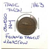 1863 trade token, M.L. Marshall, Oswego NY